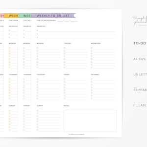 Weekly to Do List Printable, Free Fillable Weekly Planner PDF, Weekly ...