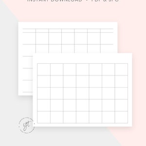 Blank Calendar Printable, Large Undated Calendar, Minimalist Calendar ...