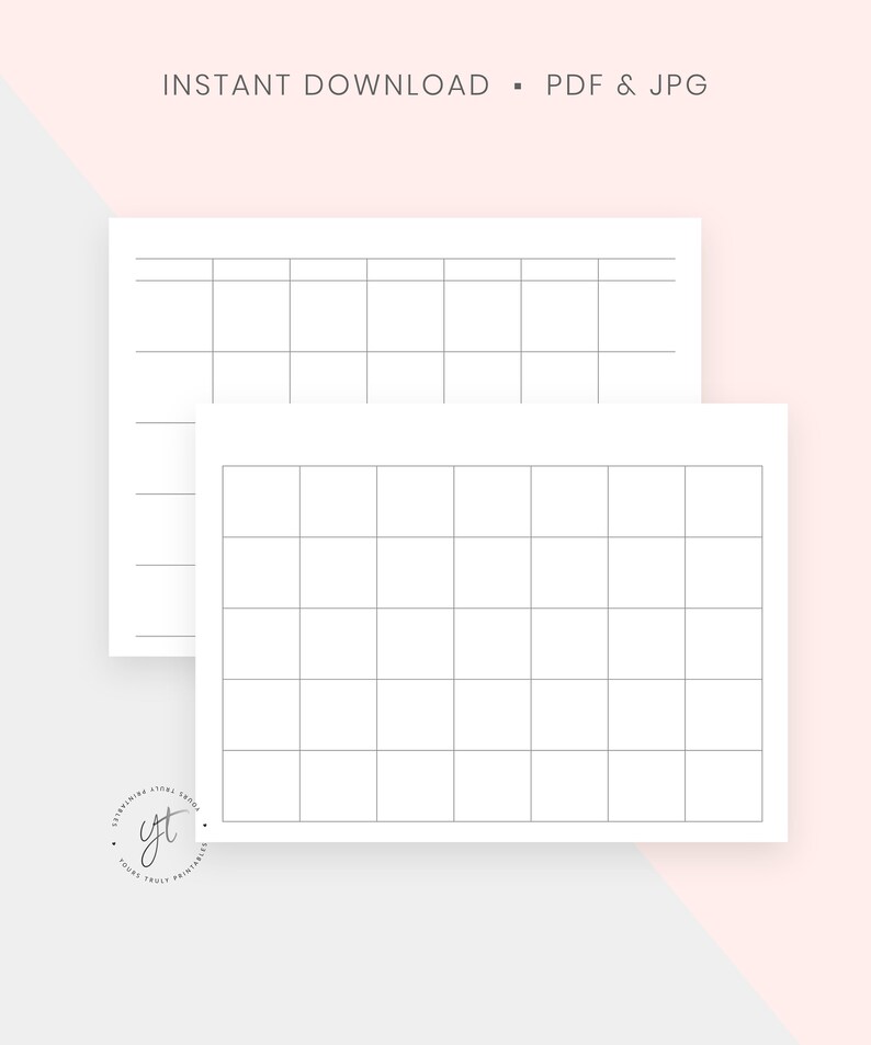 May include: Two printable grid sheets, one with 10 rows and 10 columns, and the other with 12 rows and 12 columns. The sheets are white with black grid lines. The text "INSTANT DOWNLOAD - PDF & JPG" is at the top of the image.