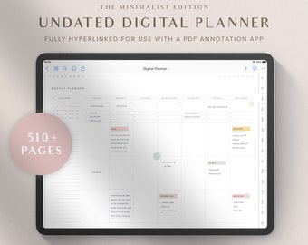 Digital Life Planner, Undated Digital Planner, Digital Planner, GoodNotes Planner, iPad Planner Simple Planner Monthly Weekly Daily Journal