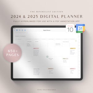 2024 2025 Digital Planner GoodNotes Planner Weekly Planner Daily Planner iPad Planner Notability Planner Google Calendar | Minimalist Ver