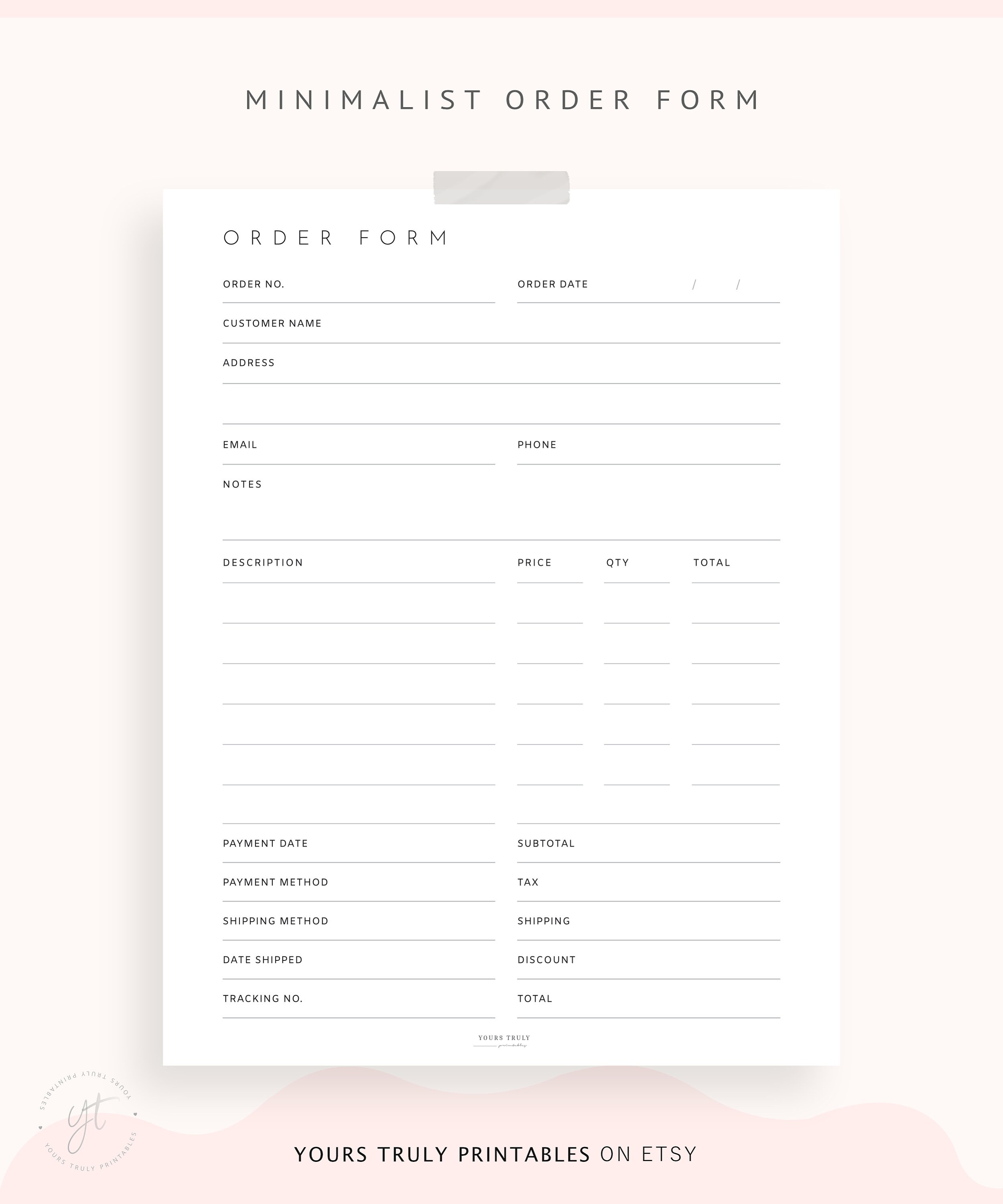 Editable Order Form Custom Order Sheet Template Printable - Etsy UK