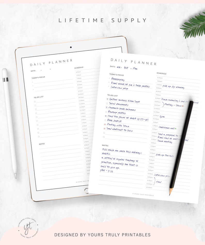 Daily Planner Printable, Half Hourly Schedule Printable, Daily Planner ...
