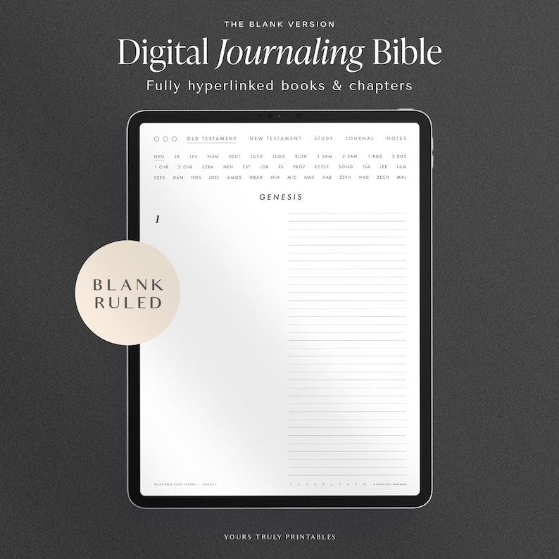 Digital Bible Study Journal Template – Ruled – Portrait – Monochrome ...
