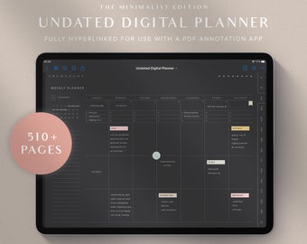 Undated Digital Planner, Digital Planner GoodNotes, Digital Planner Undated, Blackout Digital Planner, GoodNotes Planner, Minimalist Planner