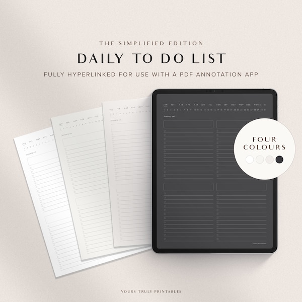 Digital Daily To Do List Template, GoodNotes Daily Checklist, Hyperlinked Daily Planner, Daily Inbox, Daily Brain Dump, Work Day Task List