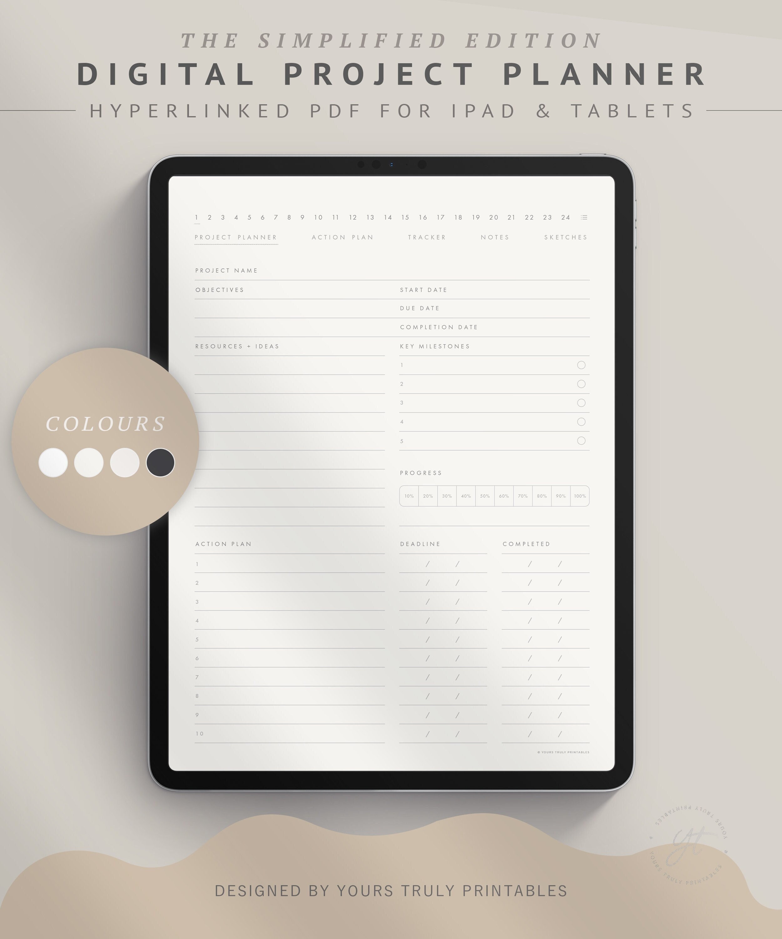 Digital Project Planner Template Project Management Work - Etsy UK