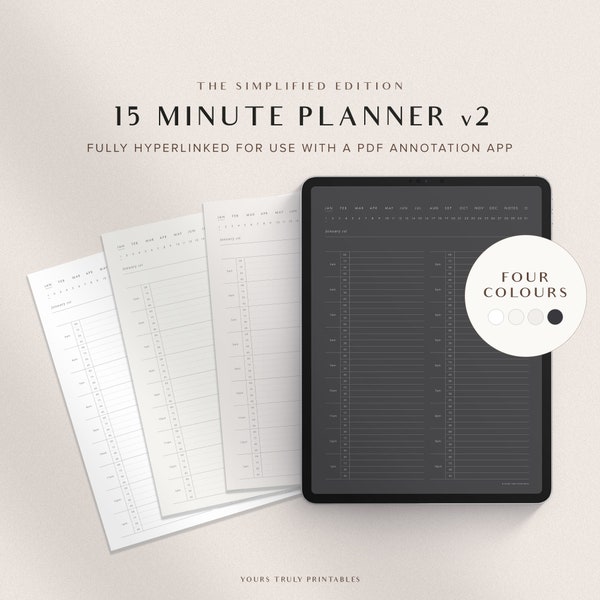 Digital 15 Minute Daily Planner | GoodNotes Appointment Tracker Template | Portrait Daily Time Blocking Planner | Minimal Hourly Diary