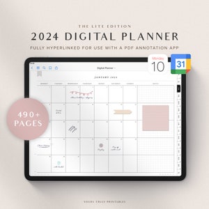 2024 Digital Planner, GoodNotes Planner, iPad Planner, Google Calendar, Weekly Schedule, Daily To Do List Template | The Lite Edition