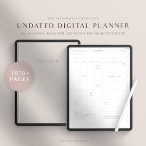 Undated Digital Planner, GoodNotes Planner, Portrait iPad Planner, Daily To Do List, Weekly Schedule, Monthly Calendar | Minimalist Edition