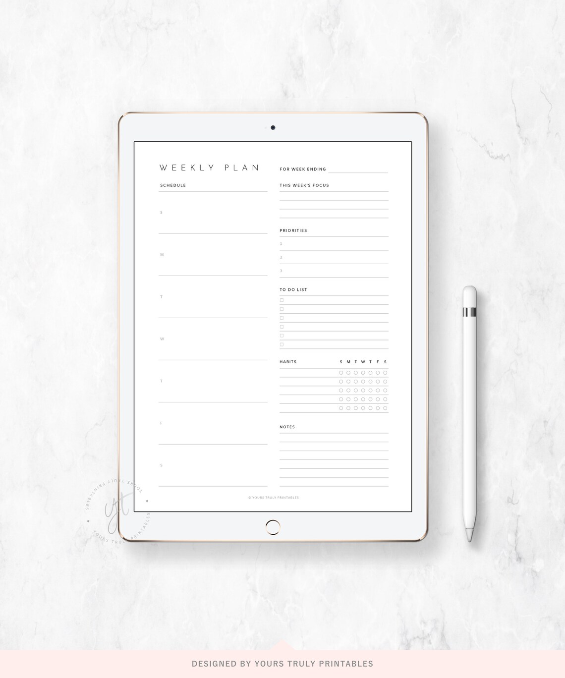 Weekly Planner With Habit Tracker Printable Fillable Weekly - Etsy