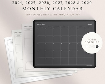 2026年 月間カレンダー 月間プランナー デジタルミニマリスト GoodNotes カレンダー 印刷可能 シンプルな月間カレンダーテンプレート 壁掛けカレンダーポスター