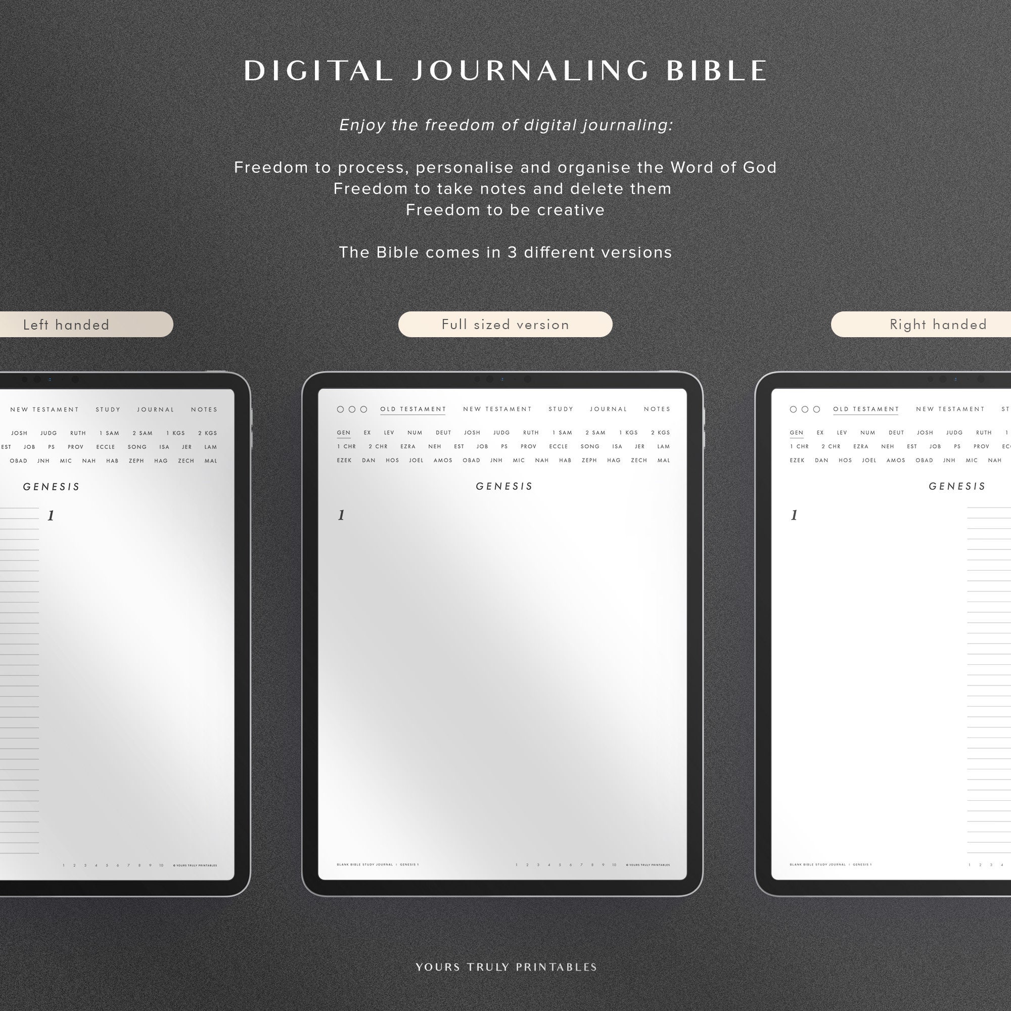 Digital Bible Study Journal Template – Ruled – Portrait – Monochrome ...