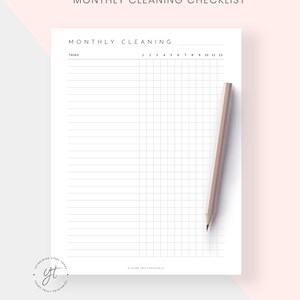 Cleaning Checklist Printable, Monthly Cleaning Routine Schedule List ...