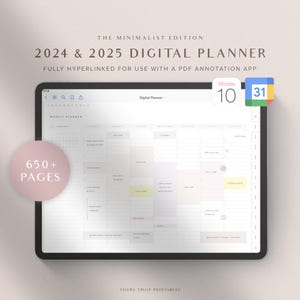 2024 2025 Digital Planner GoodNotes Planner Weekly Schedule Daily Planner iPad Planner Notability Planner Google Calendar | Minimalist Ver