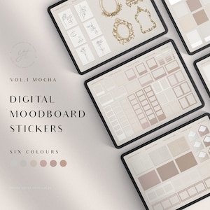 Adesivi digitali Moodboard neutri - Libro di adesivi Boho GoodNotes, adesivi per diario estetico, nastro adesivo Kraft Washi, Selfcare minimalista / Vol 01