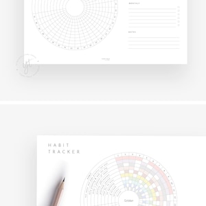 Habit Tracker Circular Printable, Circle Daily Routine Checklist ...