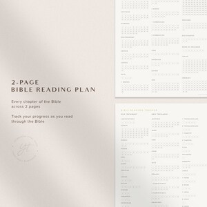 Op de afbeelding: Een printbare Bijbelleesplan-tracker met een tweezijdige lay-out. De tracker bevat een lijst van alle boeken van de Bijbel en een raster om elk hoofdstuk af te vinken zodra het is gelezen.
