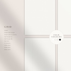 Pacchetto di modelli digitali per pagine di appunti, pagine stampabili per prendere appunti, quaderno in modalità scura GoodNotes, appunti Cornell a griglia con righe oscurate, appunti di studio immagine 7