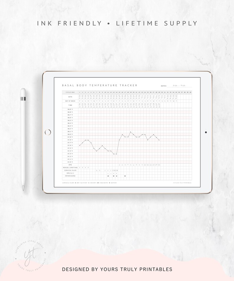 Printable Basal Body Temperature Chart PDF BBT Chart in - Etsy