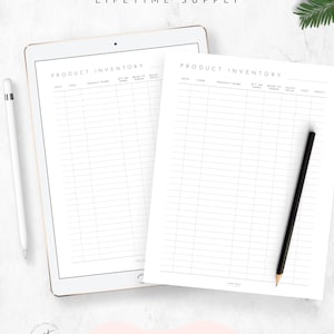 May include: Two printable product inventory sheets with columns for date, code, product name, quantity on hand, made to order, sales price, cost, and profit.