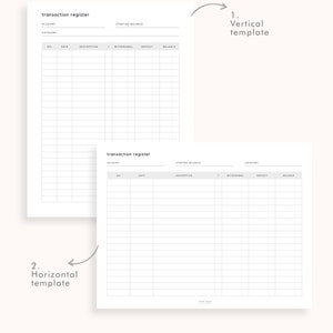 Editable Checkbook Register Template, Printable Cash Register, Fillable ...
