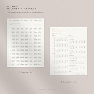 Pu&ograve; includere: Un pianificatore e un tracker di lettura della Bibbia stampabili con un design semplice. Il pianificatore include un piano di lettura settimanale con i capitoli elencati per ogni giorno della settimana. Il tracker include una griglia per ogni libro della Bibbia per segnare i capitoli letti.