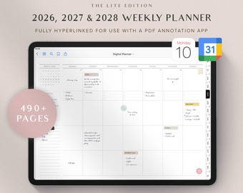 2026 2027 Digital Planner GoodNotes Planner Daily Planner Weekly Planner Monthly Planner Notability Planner iPad Planner | The Lite Edition