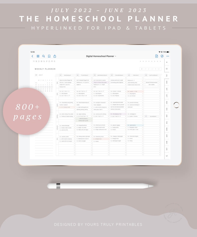2022 2023 Digital Homeschool Planner GoodNotes IPad Weekly Etsy