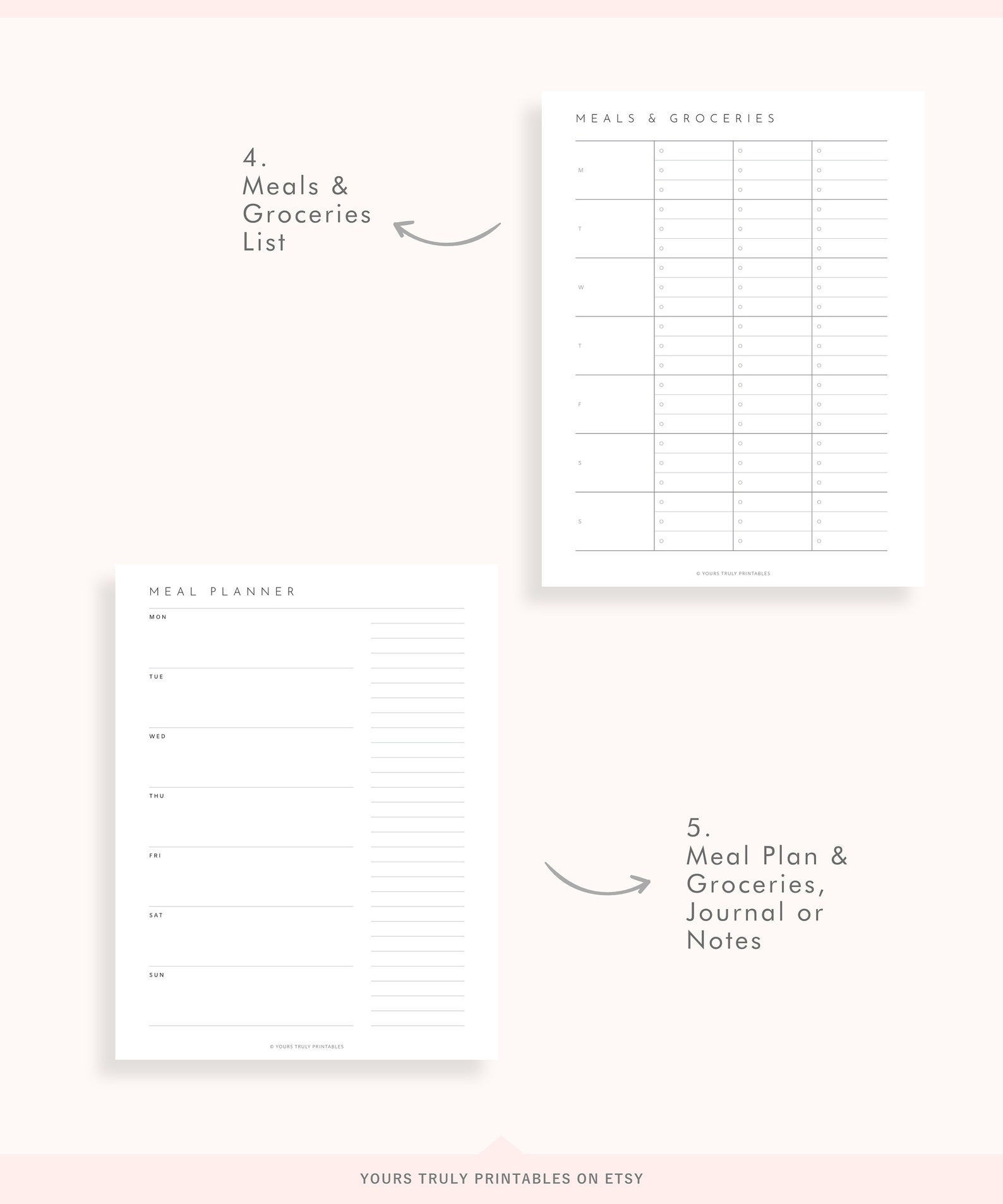Weekly Meal Planner and Grocery Shopping List Printable, Menu Planner ...