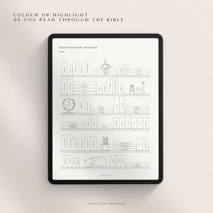 May include: A black and white printable Bible reading tracker with a bookshelf design. The tracker includes a space for a name and a list of books of the Bible.