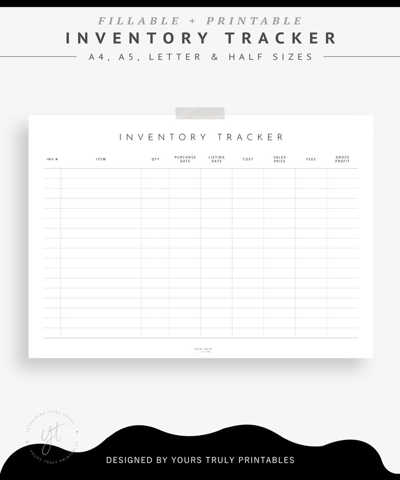 Editable Inventory Tracker Sheet, Printable Inventory Log Book ...