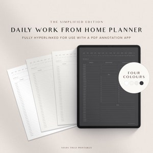 Digital Work From Home Daily Planner, GoodNotes Daily Work Planner, Hyperlinked Daily To Do List, Half-hourly Schedule Task Checklist