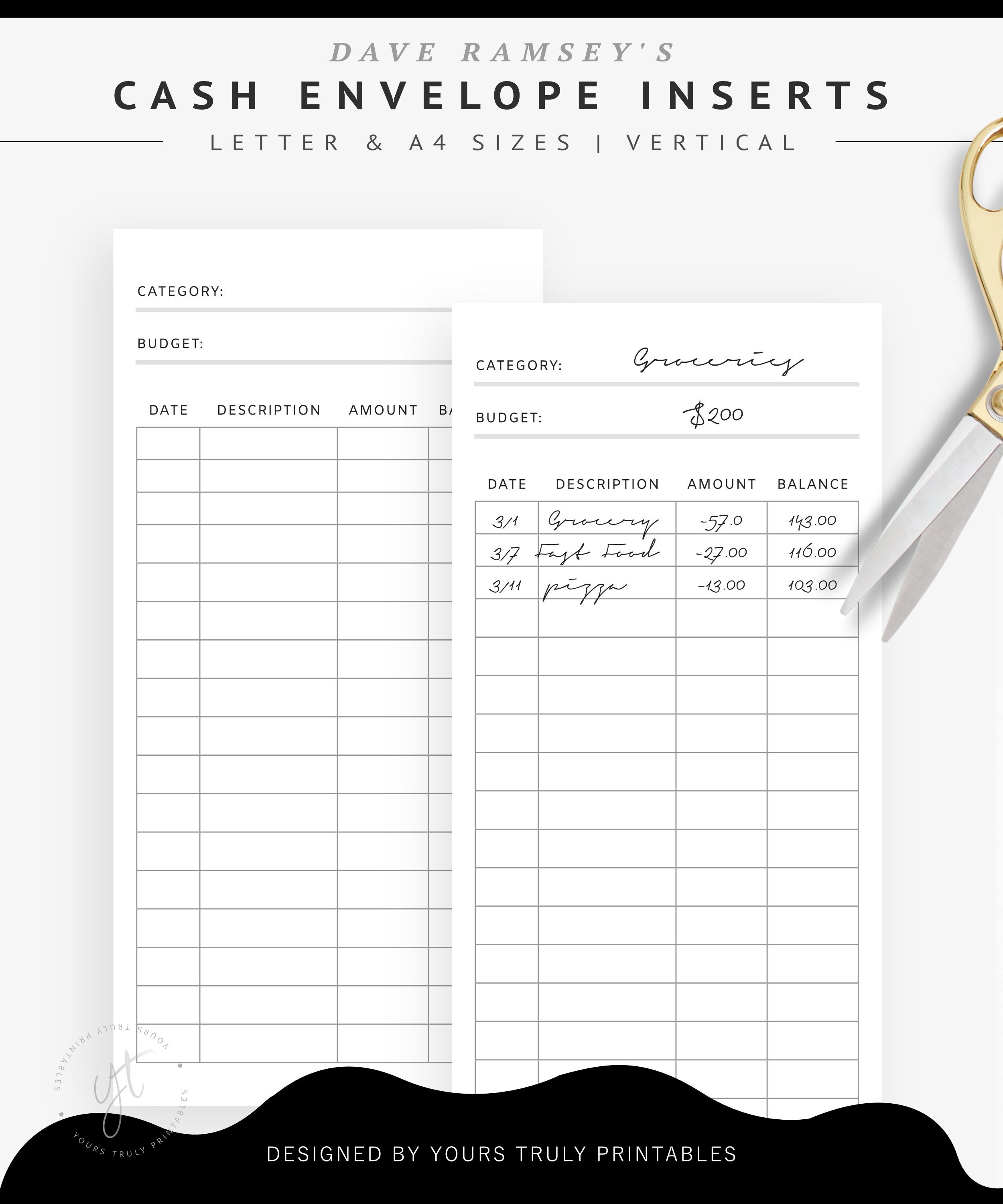 Cash Envelope System Labels Template Dave Ramsey Cash Envelope Tracker  Inserts Printable Vertical Money Budget Categories Organizer PDF - Etsy