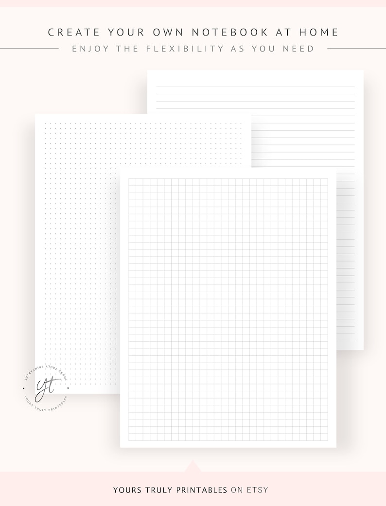 Printable Notebook Paper Templates Dotted Grid Graph Paper | Etsy