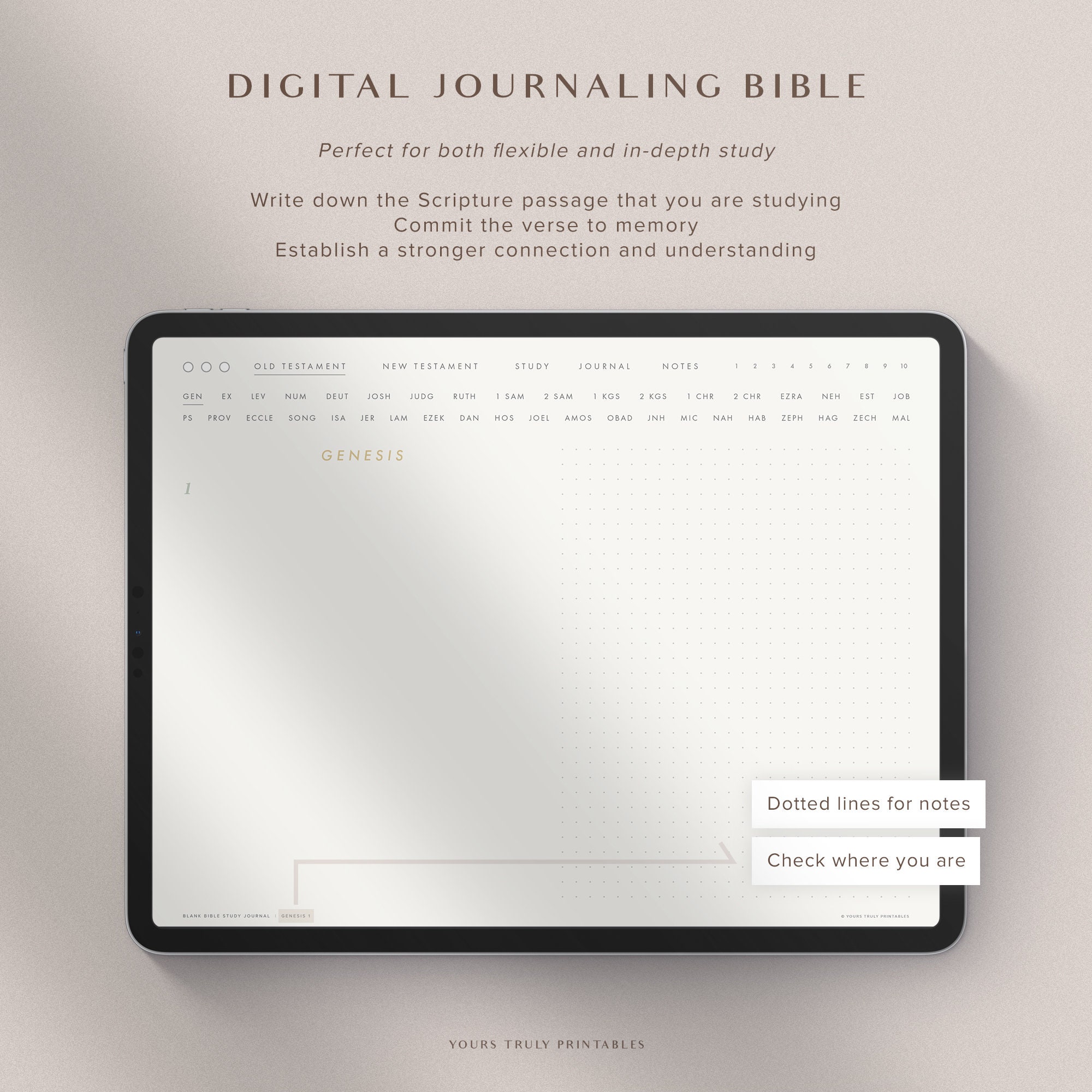 Digital Bible Study Journal Template – Dotted – Landscape – Hyperlinked ...