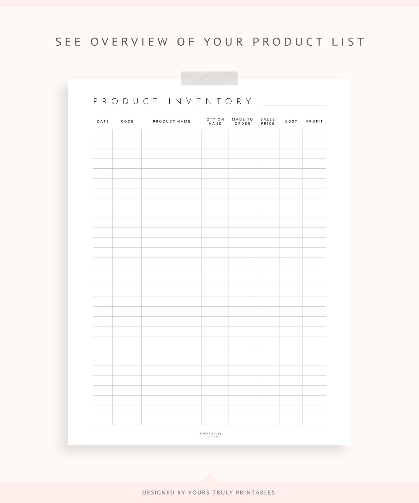 Editable Product Inventory List, Printable Inventory Tracker Template ...