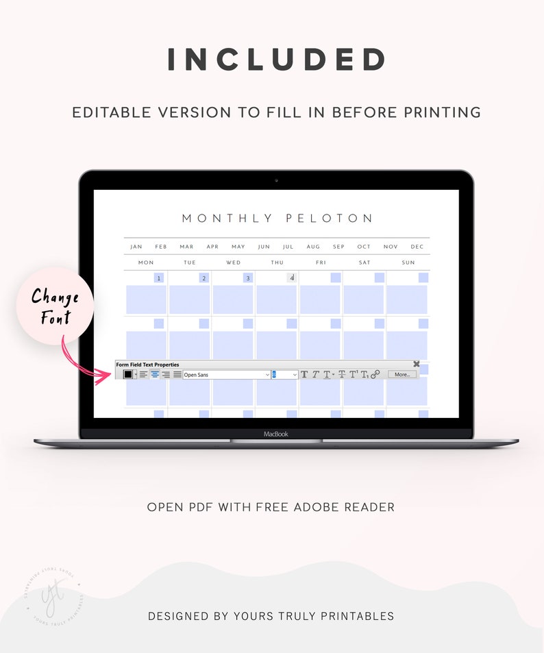 Peloton Workout Planner Weekly Fitness Schedule Planner Etsy