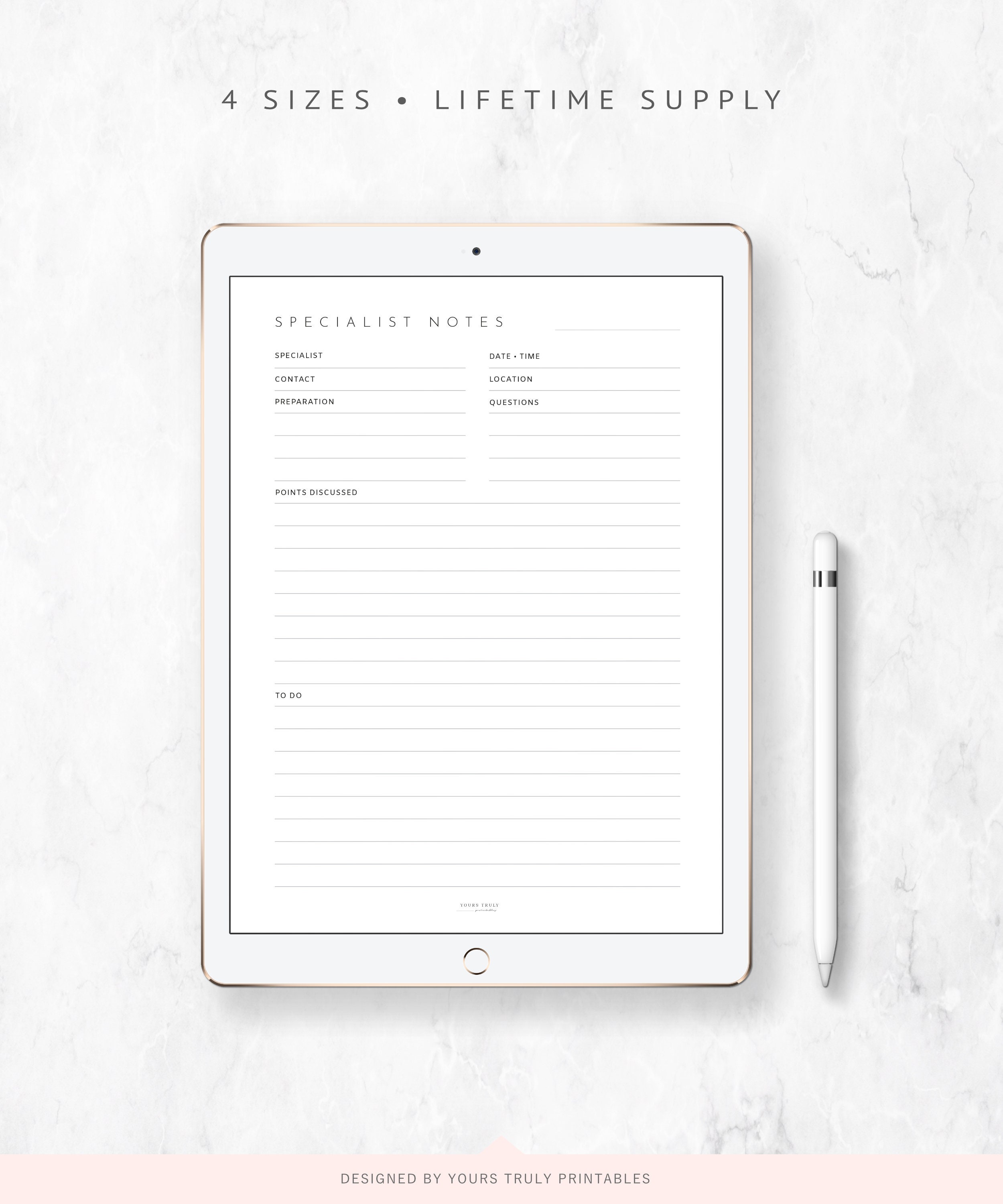 Printable Doctor Visit Notes, Specialist Medical Appointment Log ...