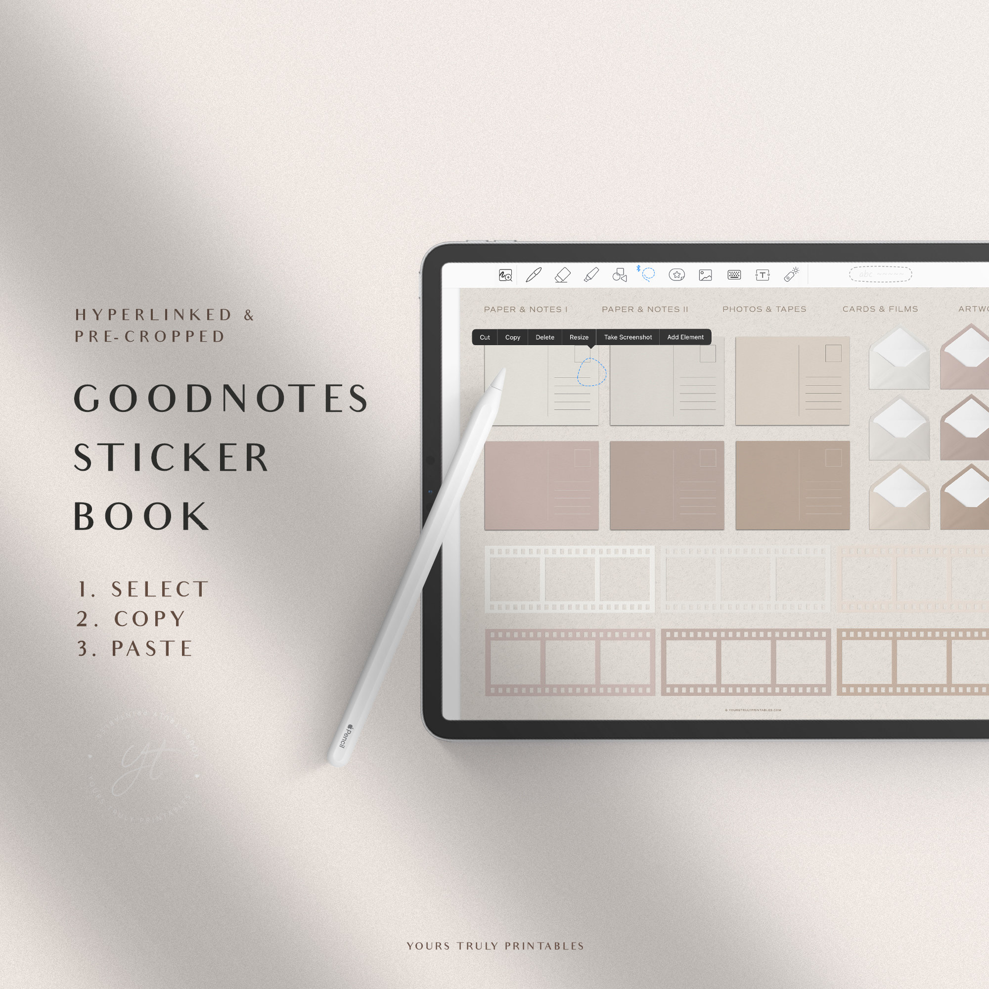 Neutral Moodboard Digital Stickers - Goodnotes Boho Sticker Book ...