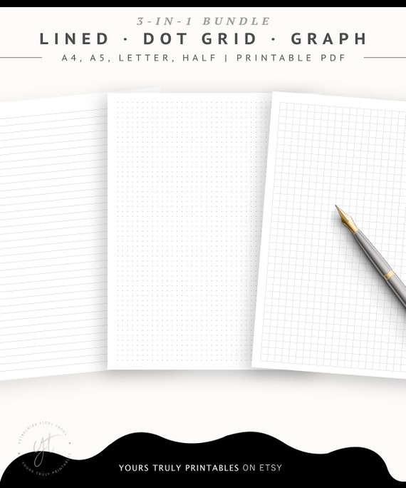 printable notebook paper templates dotted grid graph paper etsy new zealand