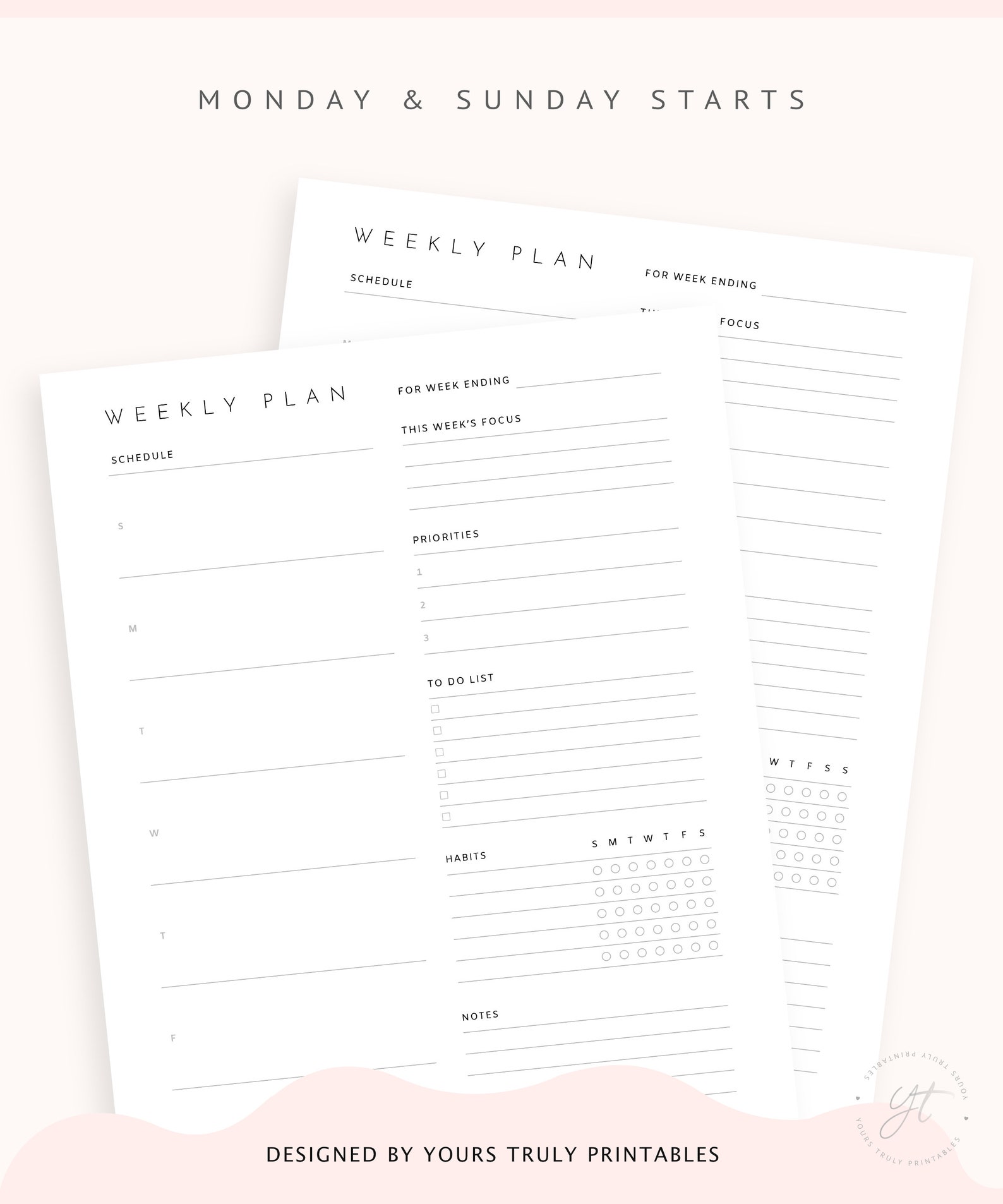 Weekly Planner With Habit Tracker Printable Fillable Weekly - Etsy