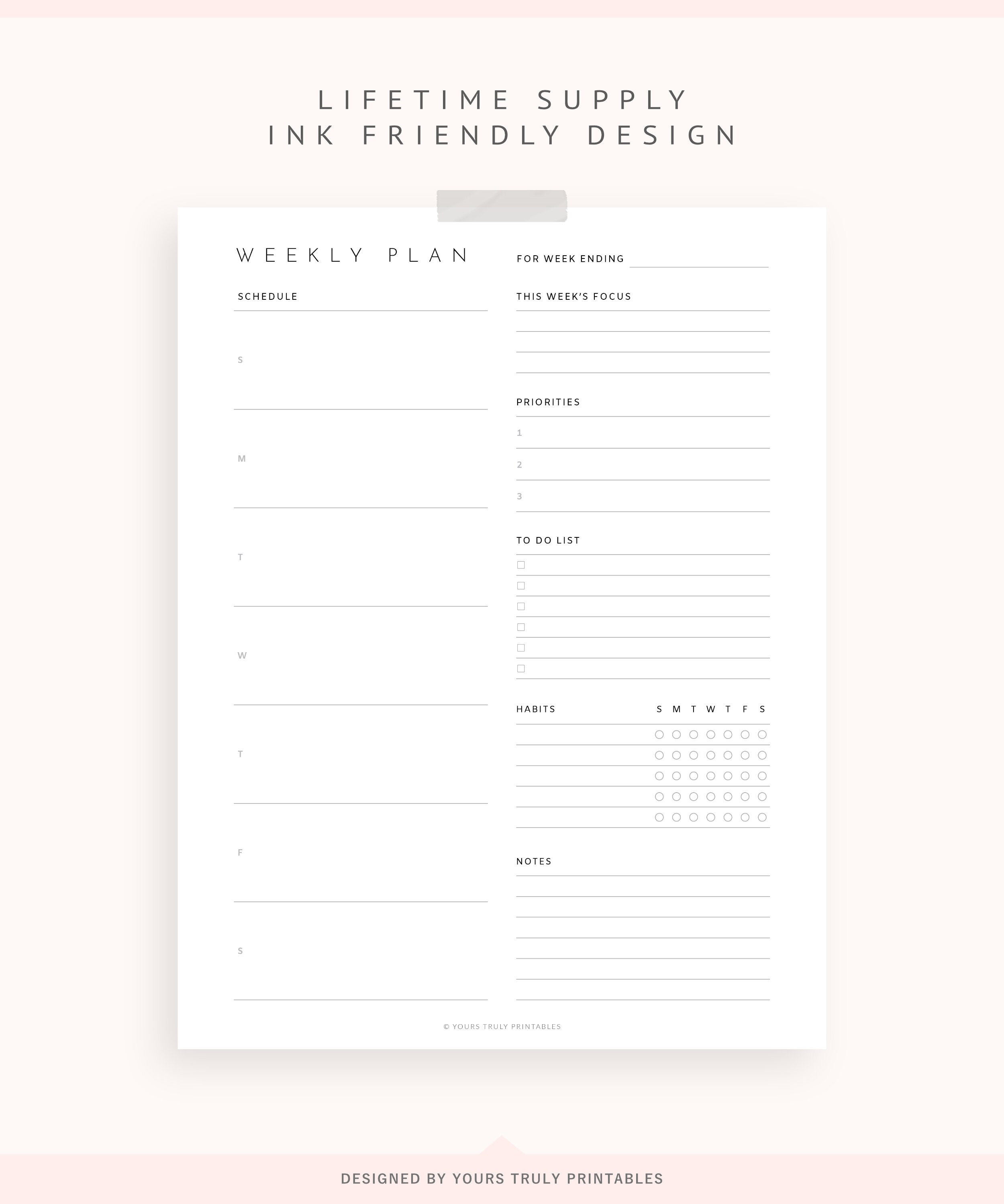 Weekly Planner With Habit Tracker Printable Fillable Weekly - Etsy