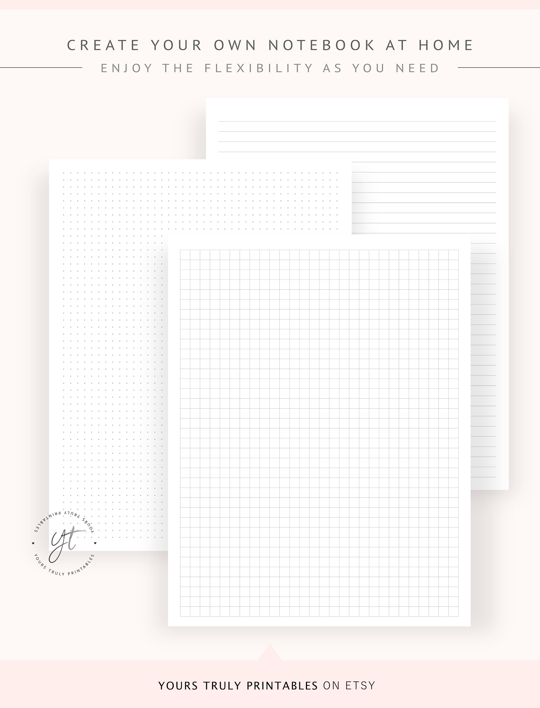 Printable Notebook Paper Templates – Dotted Grid, Graph Paper, Lined ...