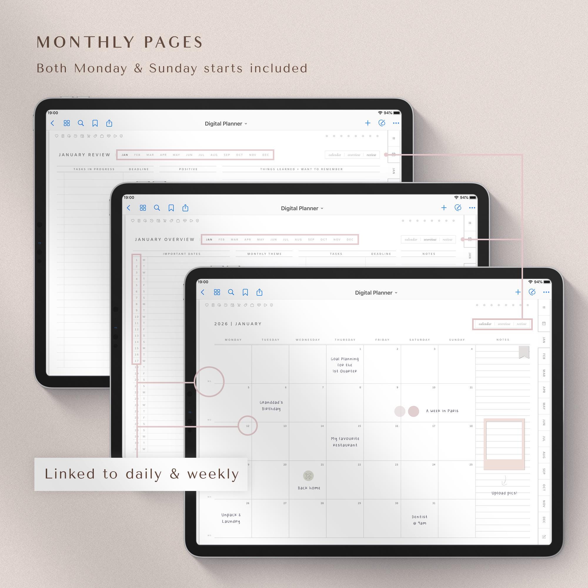 2026 Digital Planner BUNDLE Goodnotes Planner Weekly Schedule Daily ...