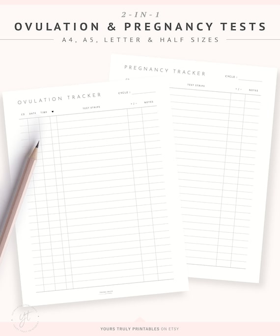 Printable Ovulation Tracker Template & Pregnancy Test Chart, OPK Test Strips Sheet, Ovulation Log, Fertility Journal, TTC Planner PDF
