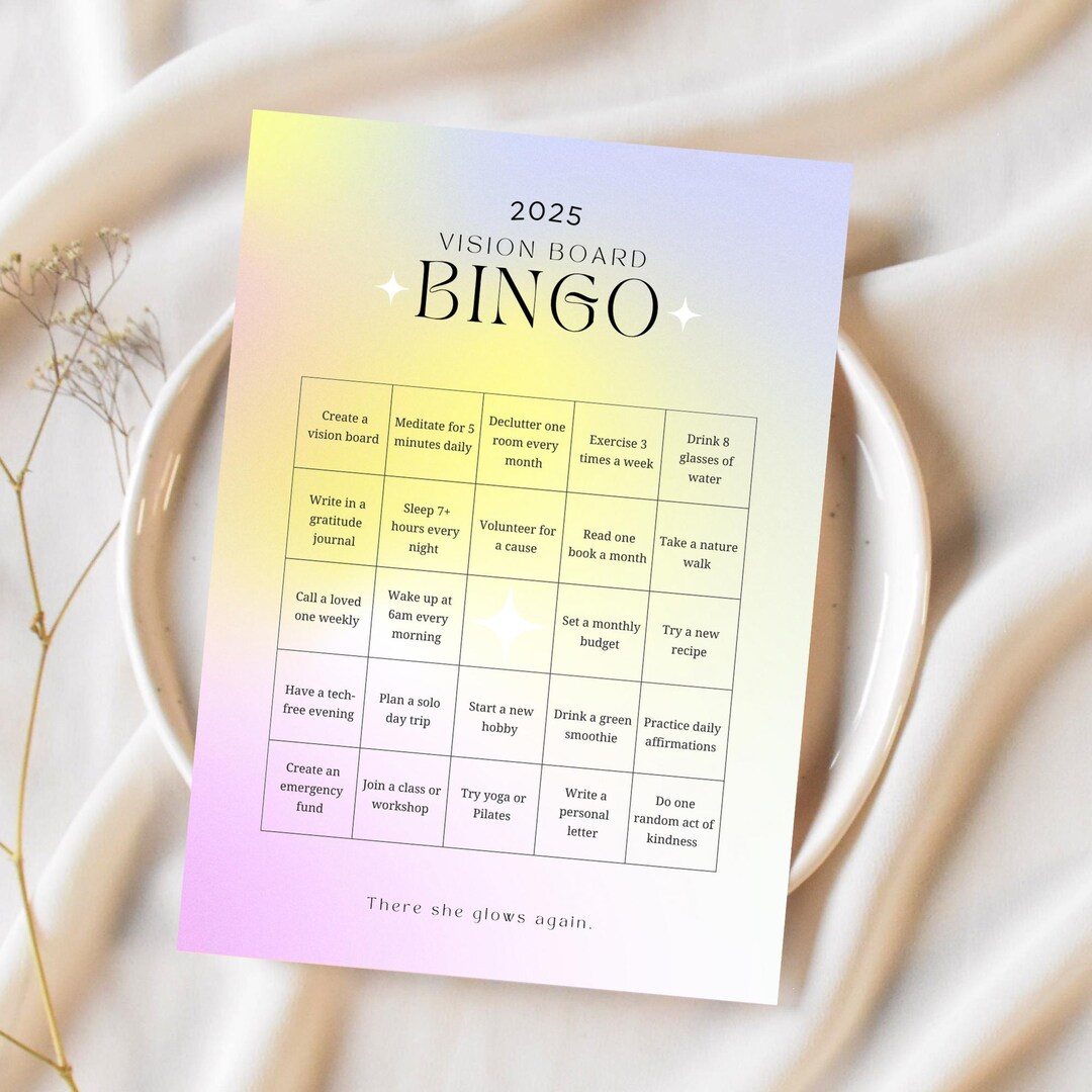 2025 Bingo Card Template, 2025 Vision Board Bingo, 2025 Manifestation