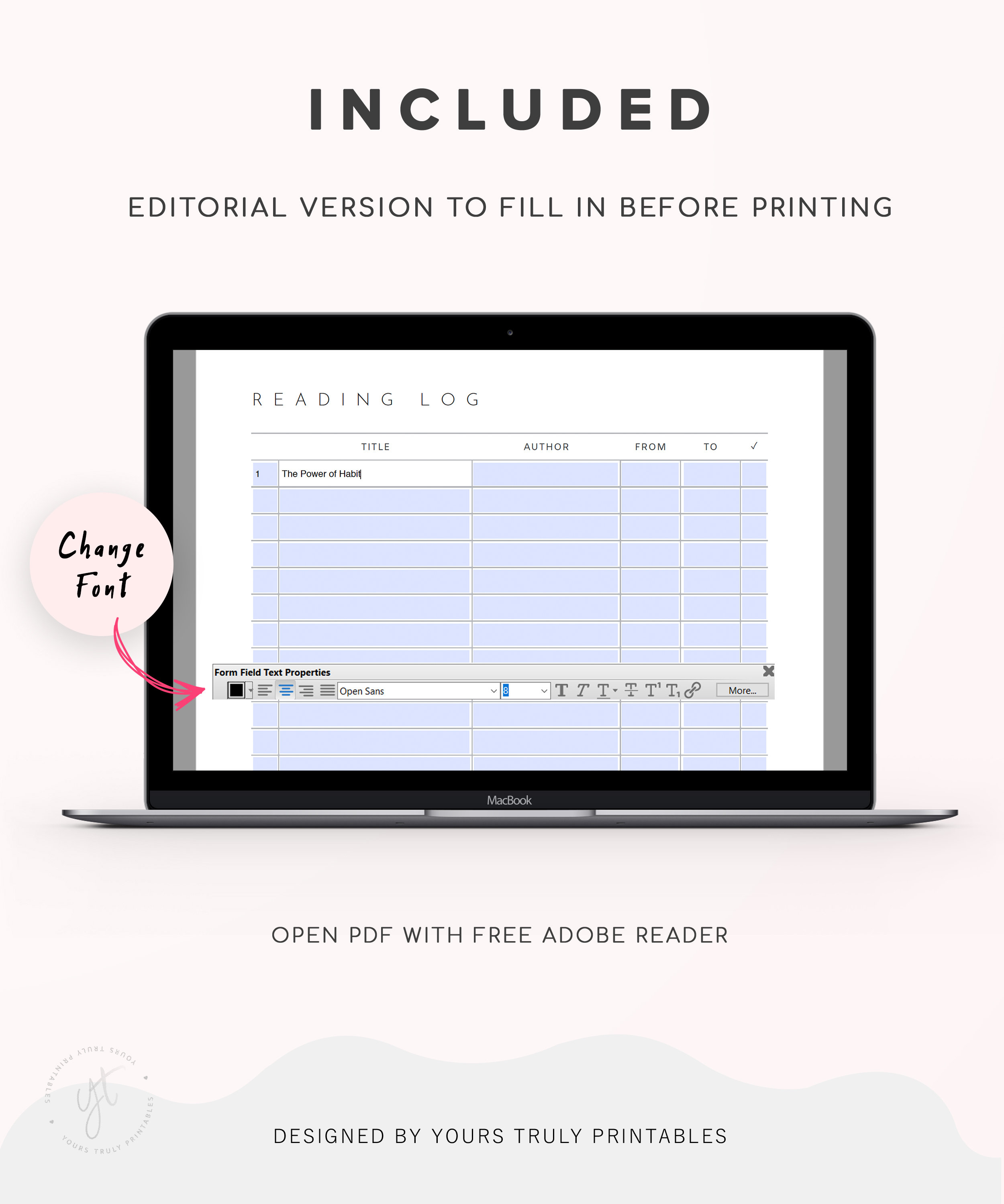 Editable Reading Journal Daily Reading Log With Summary - Etsy