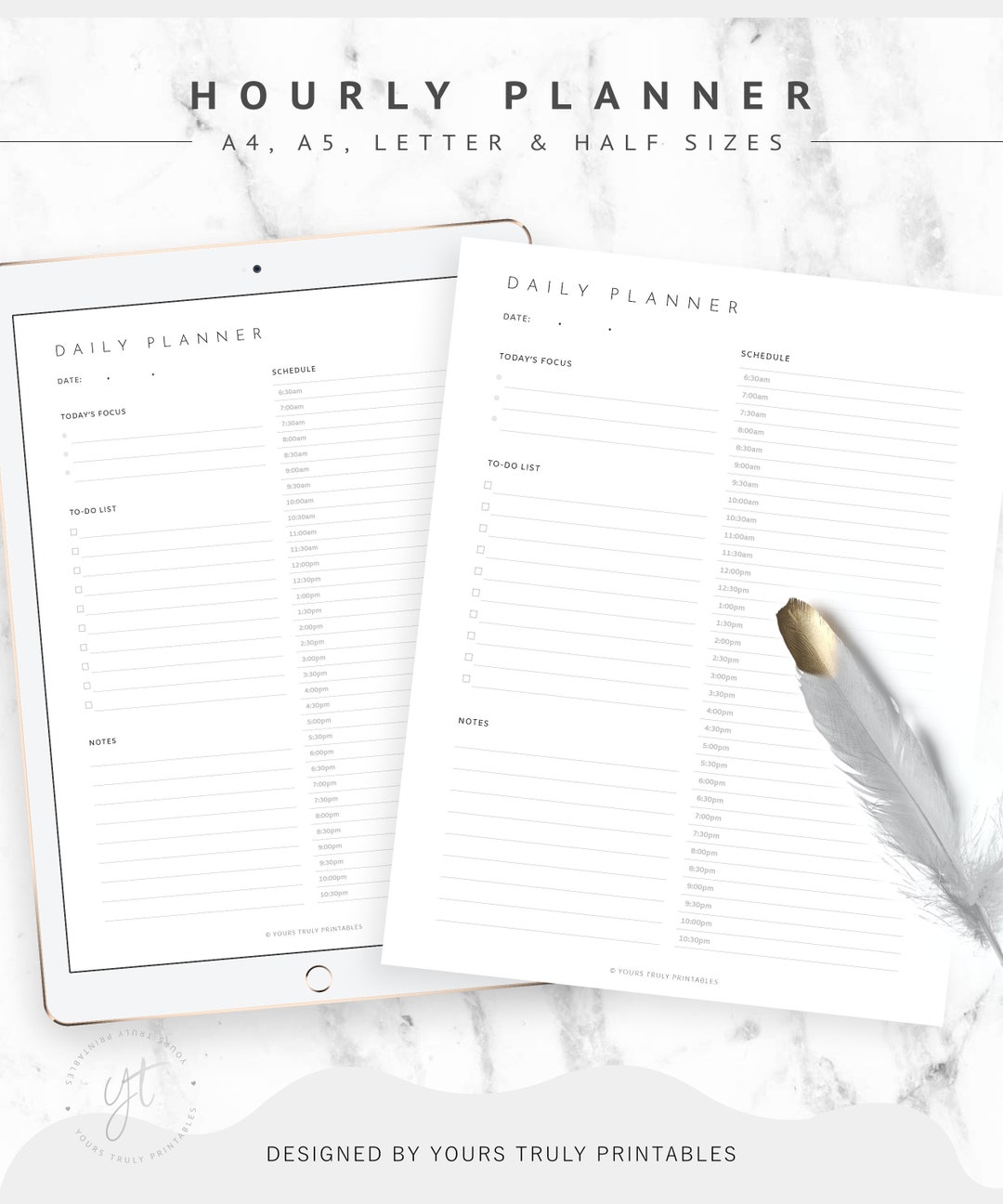 Daily Planner Printable, Half Hourly Schedule Printable, Daily Planner ...