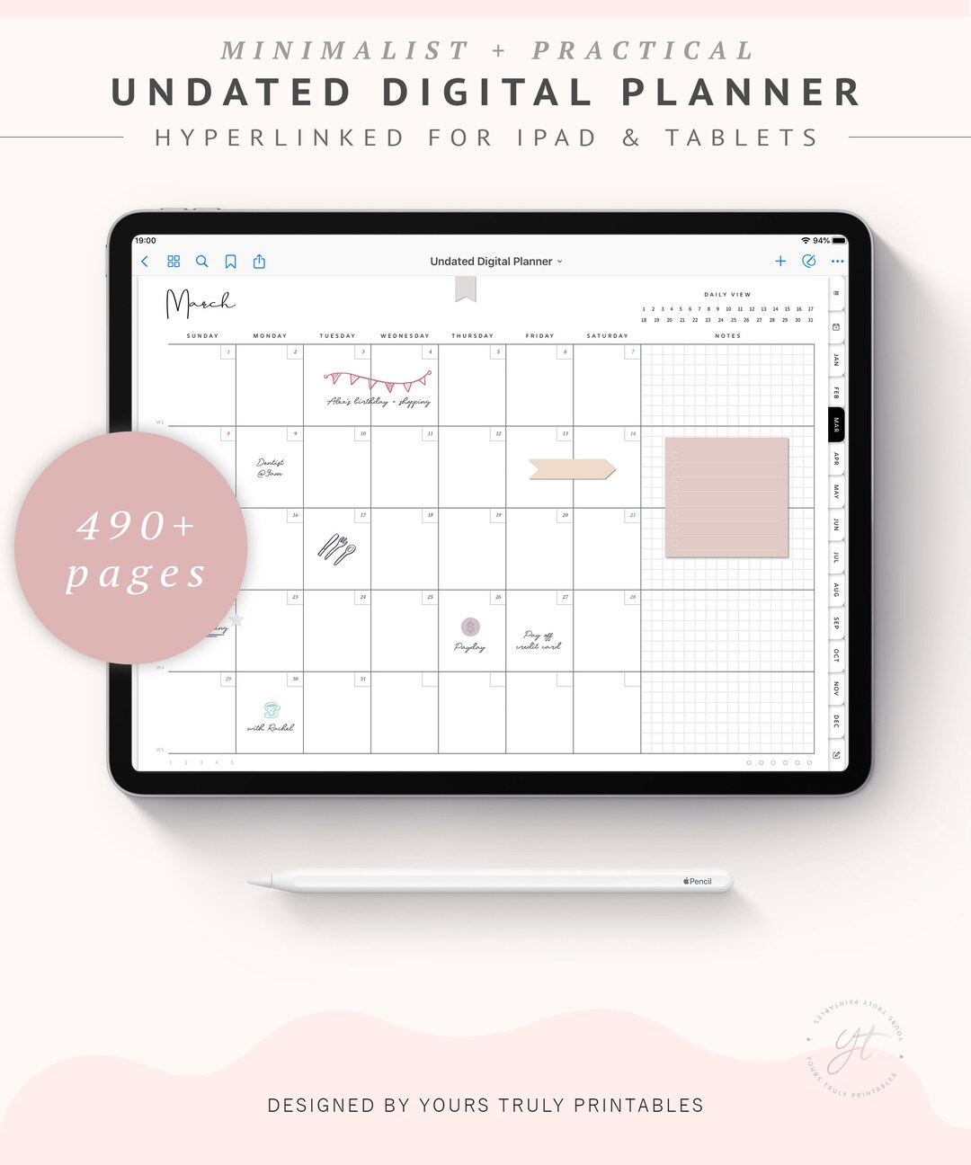 Undated Digital Planner Goodnotes Planner Template Etsy UK